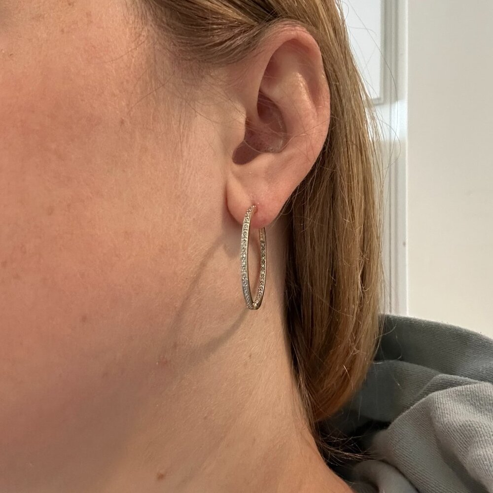 14K Gold and Diamond Hoops